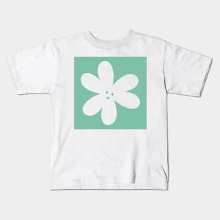 Flower Outline - teal Kids T-Shirt